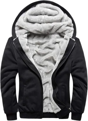 Hoodies for Men Fleece Jackets Winter Pullover Full Zip Warm Thick Workout Coats