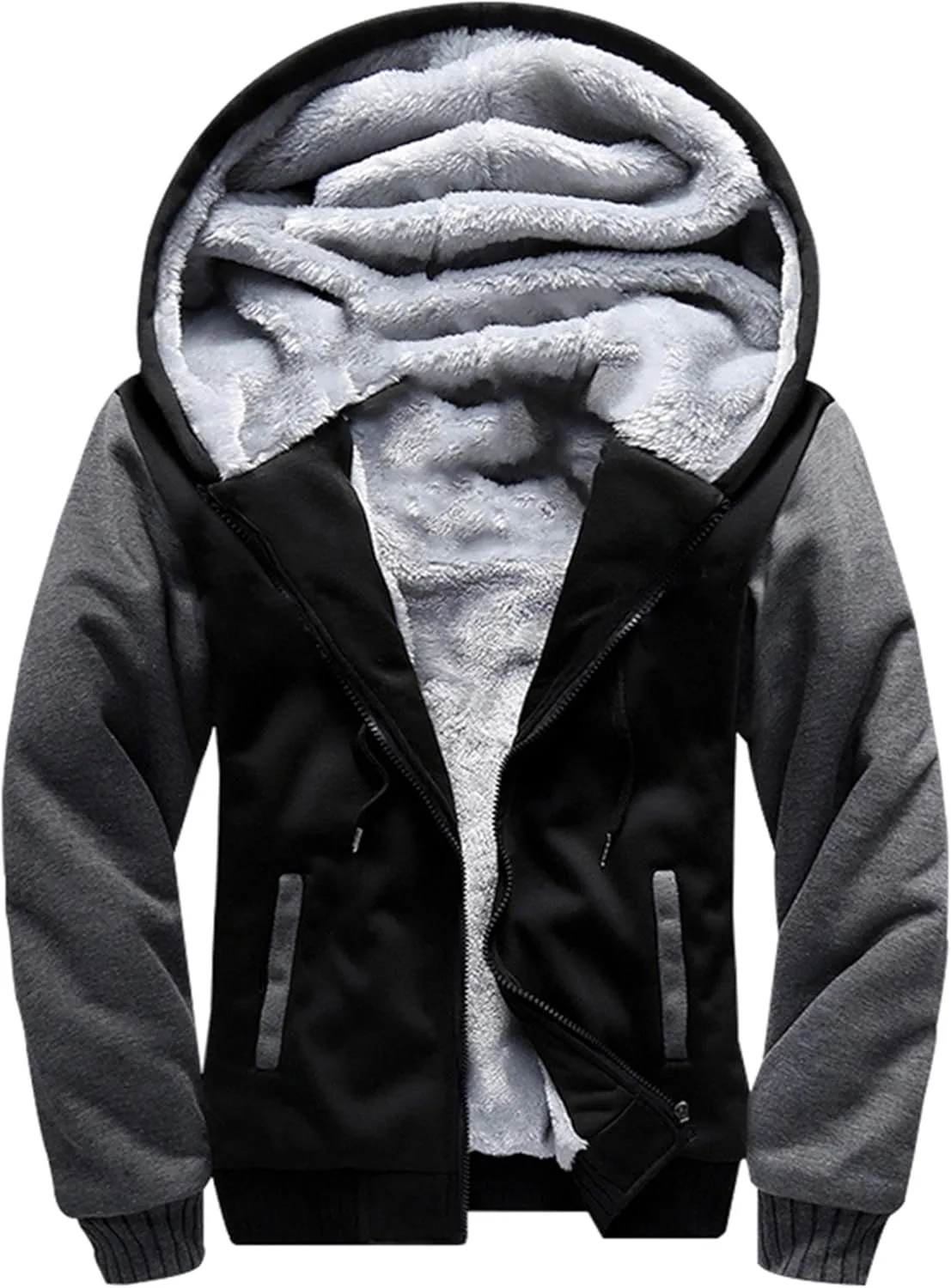Hoodies for Men Fleece Jackets Winter Pullover Full Zip Warm Thick Workout Coats