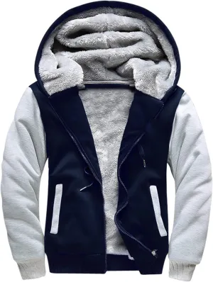 Hoodies for Men Fleece Jackets Winter Pullover Full Zip Warm Thick Workout Coats
