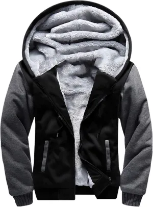 Hoodies for Men Fleece Jackets Winter Pullover Full Zip Warm Thick Workout Coats