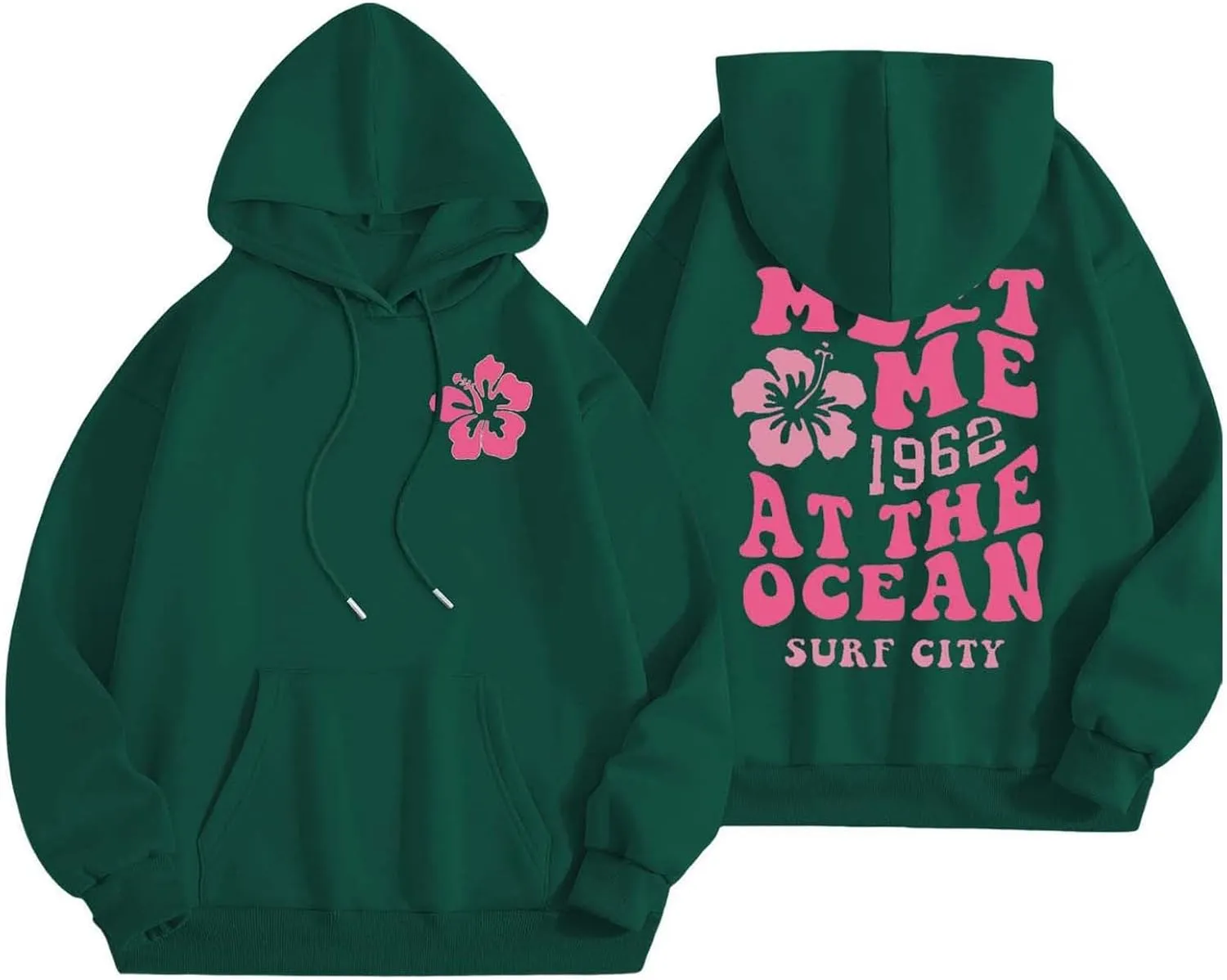 Hoodies for Teen Girls Long Sleeve Letter Preppy Casual Graphic Hoodies Drawstring Pullover Cute Oversized Sweatshirts