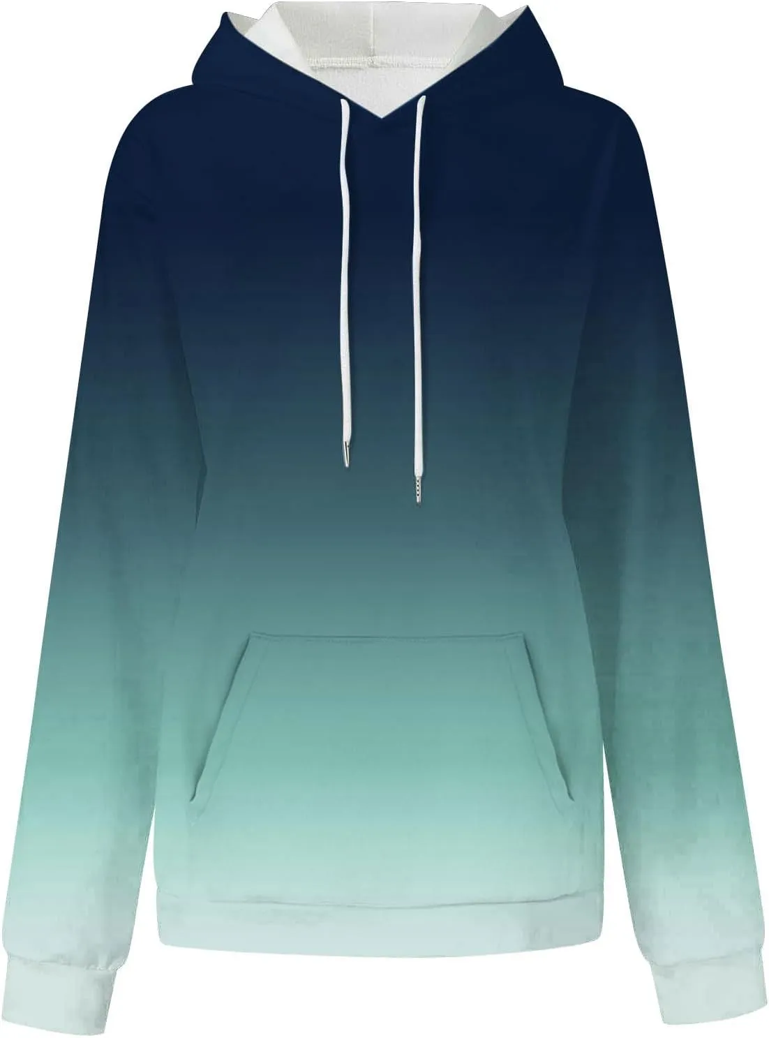 Hoodies For Women Long Sleeve Oversized Sweatshirts Trendy Gradient Graphic Print Sweatshirt with Pocket