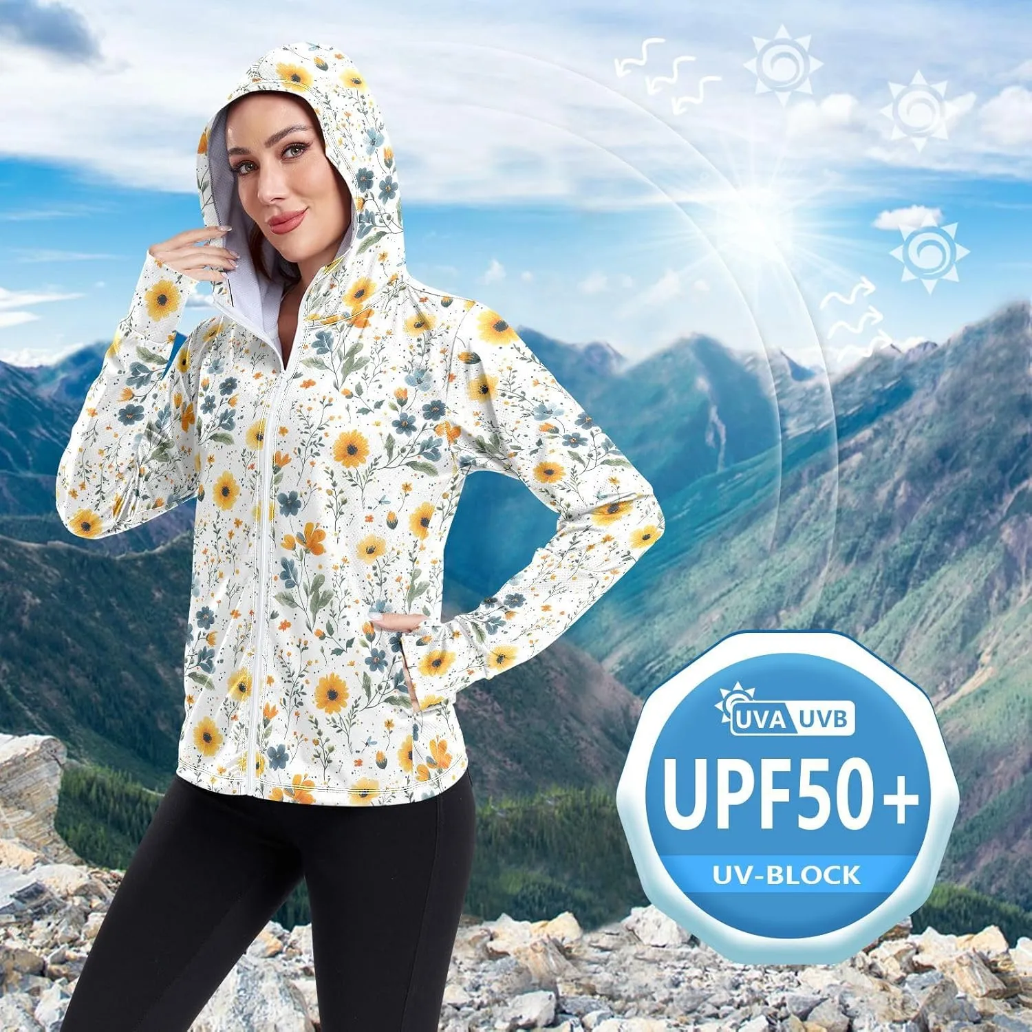Hoodies Woman with Thumb Holes Cooling Shirt UPF 50  Protection Gym People Sweatshirt for Hiking Outdoor