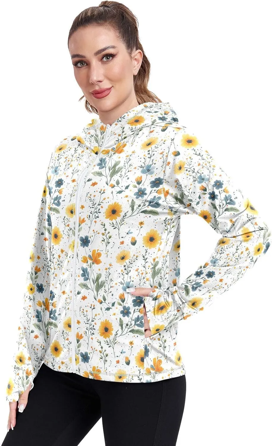 Hoodies Woman with Thumb Holes Cooling Shirt UPF 50  Protection Gym People Sweatshirt for Hiking Outdoor