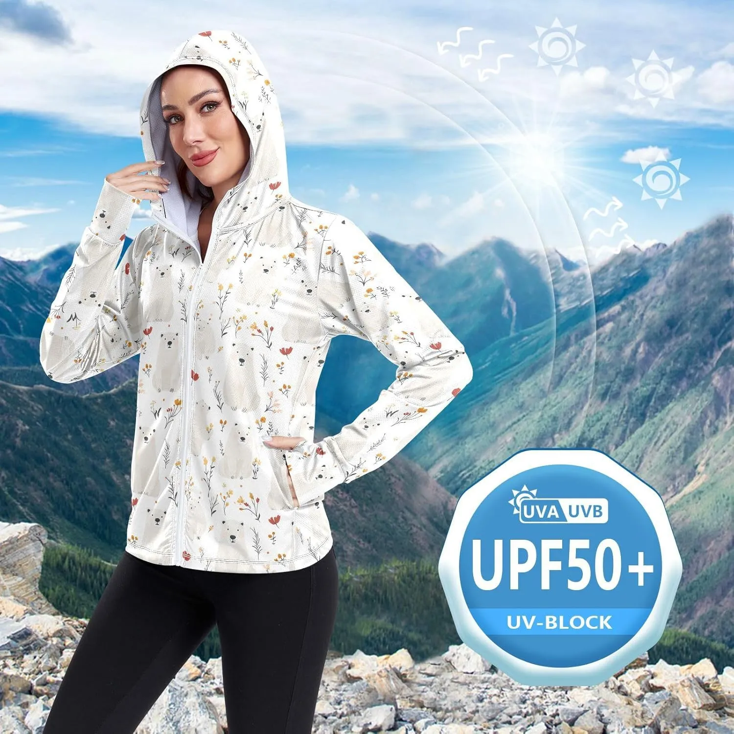 Hoodies Woman with Thumb Holes Swim Shirts UPF 50  Protection Workout Sweatshirt Hiking Outdoor Performance