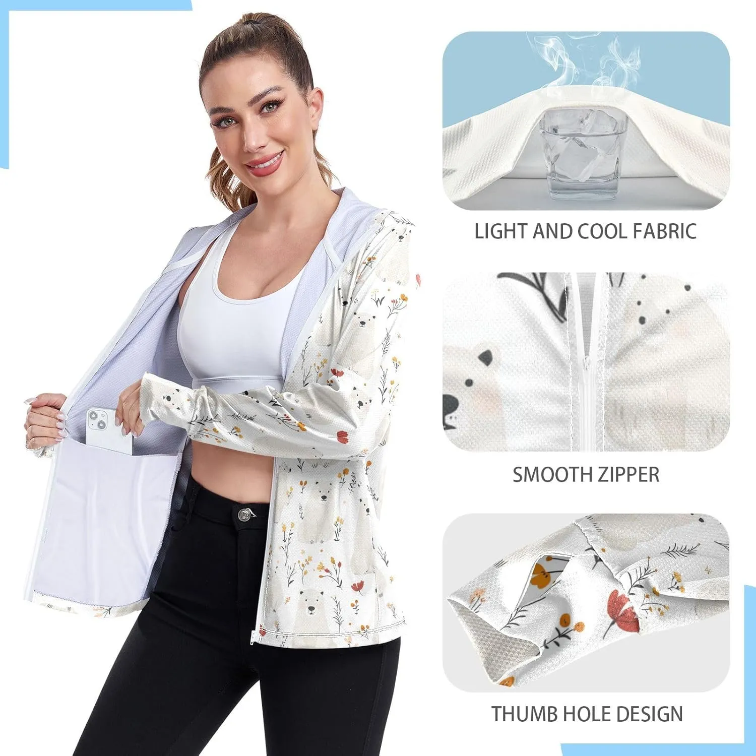 Hoodies Woman with Thumb Holes Swim Shirts UPF 50  Protection Workout Sweatshirt Hiking Outdoor Performance