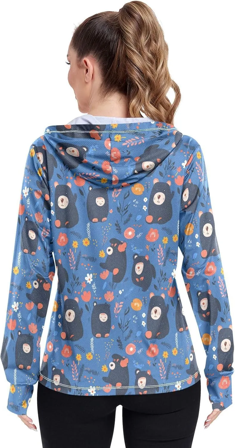 Hoodies Woman with Thumb Holes Swim Shirts UPF 50  Protection Workout Sweatshirt Hiking Outdoor Performance