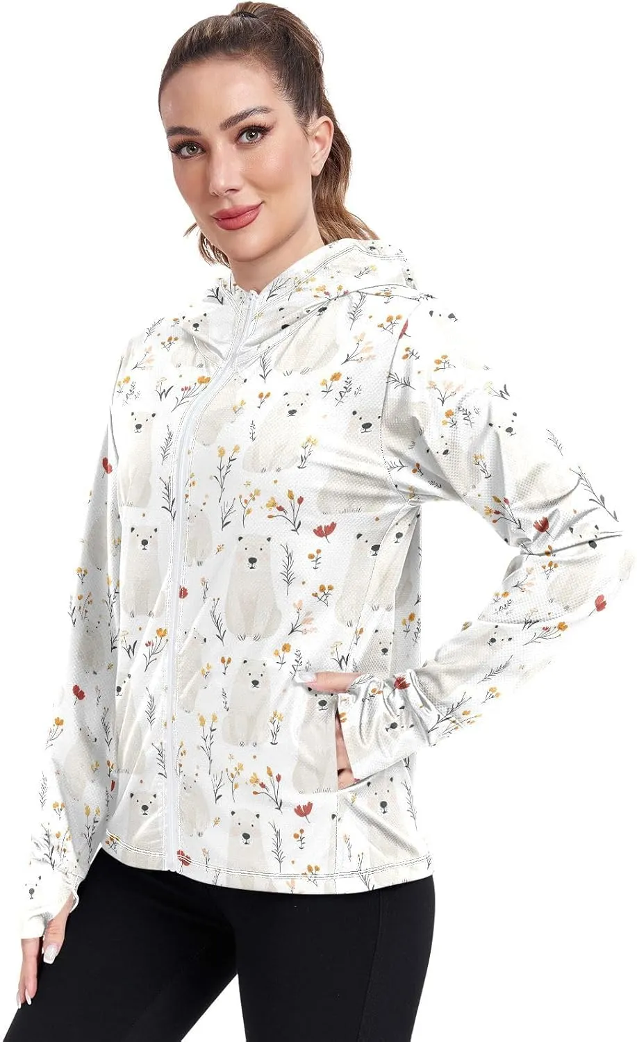 Hoodies Woman with Thumb Holes Swim Shirts UPF 50  Protection Workout Sweatshirt Hiking Outdoor Performance