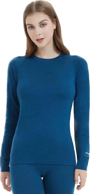 Iguana Womens 100% Merino Wool Base Layer Top for Ski Lightweight Thermal Underwear Shirts