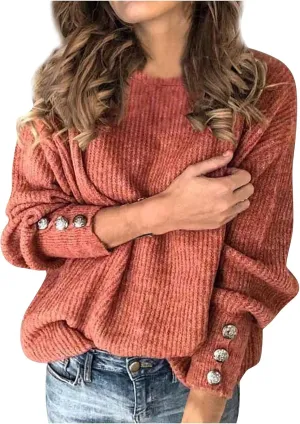 iLH Womens Sweater 2024 Plus Size Ribbed Knit Sweaters Crewneck Long Sleeve Pullover Shirts Comfort Jumper Shirt Tops