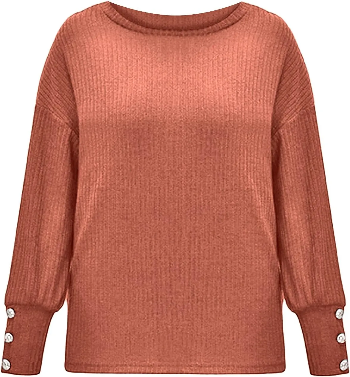 iLH Womens Sweater 2024 Plus Size Ribbed Knit Sweaters Crewneck Long Sleeve Pullover Shirts Comfort Jumper Shirt Tops