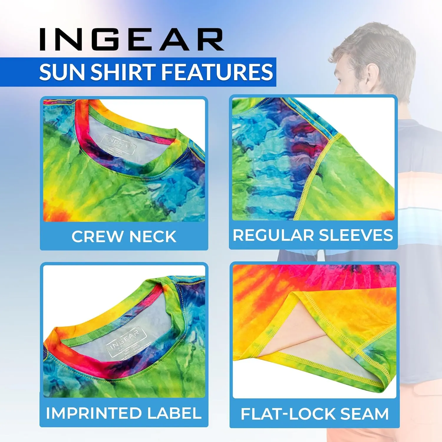 INGEAR Sun Shirts for Men Long Sleeve UV Protection, UPF 50 Sun Shirt, UV Shirts for Men, Men's Rash Guard Fishing Shirt