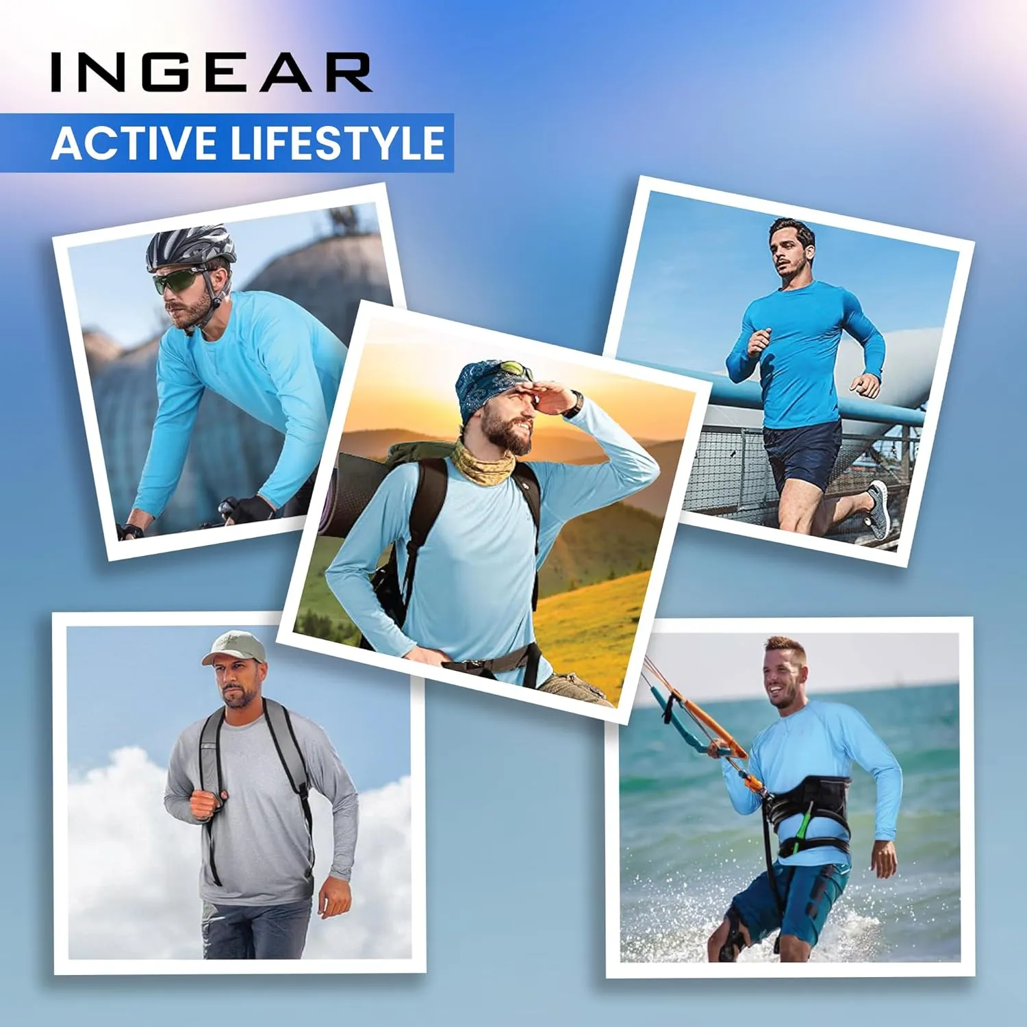 INGEAR Sun Shirts for Men Long Sleeve UV Protection, UPF 50 Sun Shirt, UV Shirts for Men, Men's Rash Guard Fishing Shirt