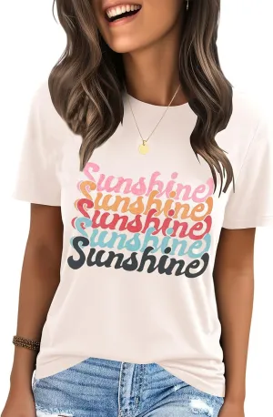 IRISGOD Womens Graphic Tees Casual Summer Short Sleeve Vintage T Shirts Tops