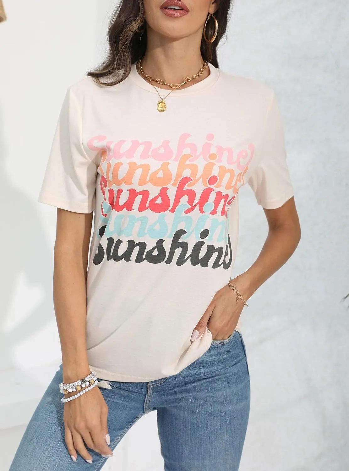 IRISGOD Womens Graphic Tees Casual Summer Short Sleeve Vintage T Shirts Tops