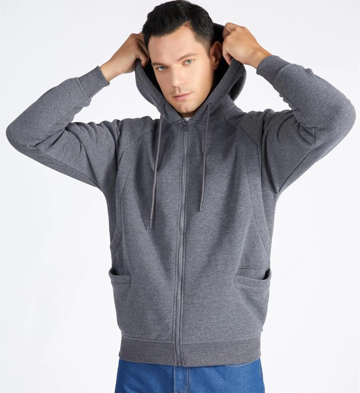 JACKETOWN Hoodie for Men Full Zip Up Sweatshirts Hoodies Lightweight Fashion Jacket with Pockets