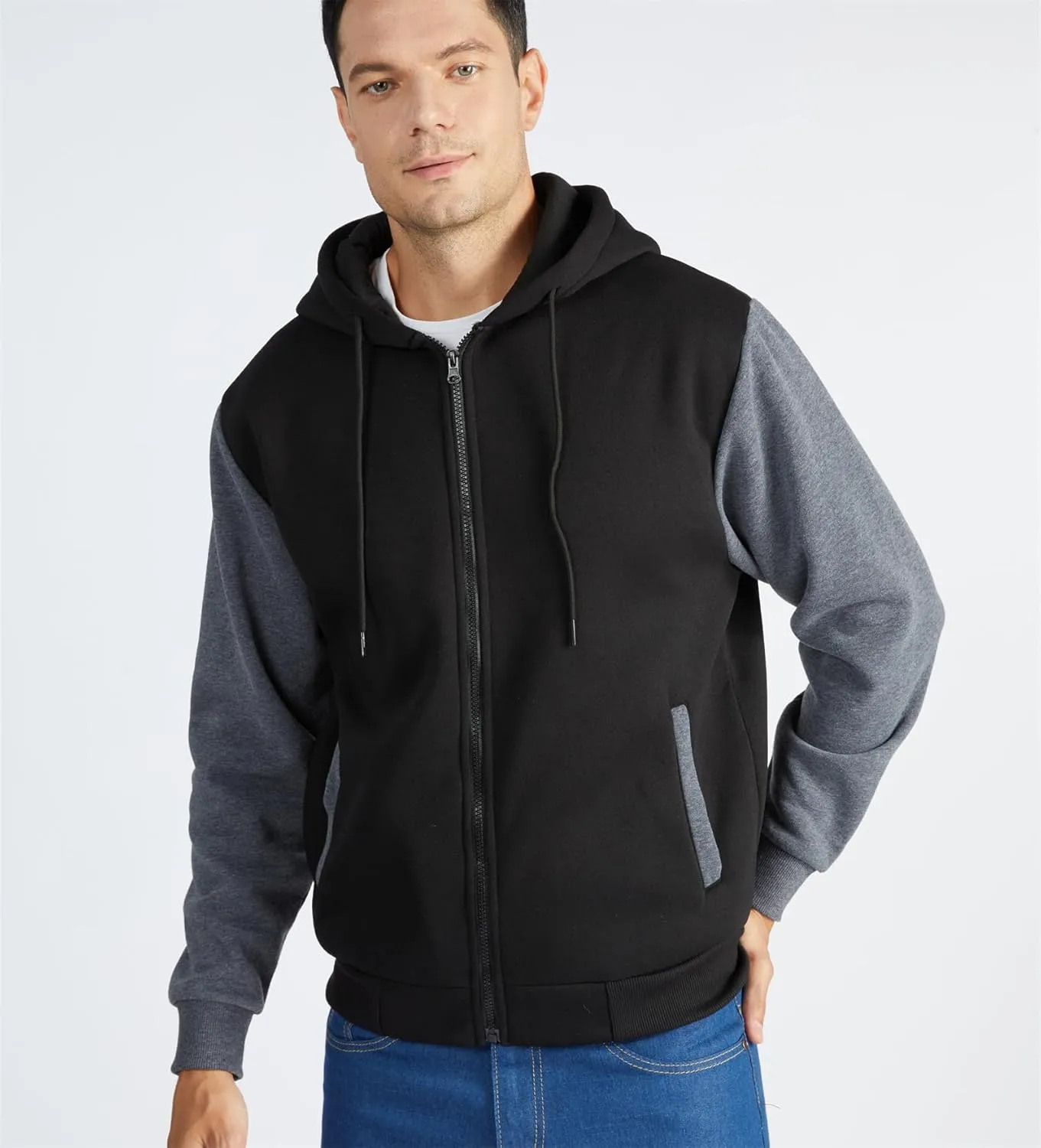 JACKETOWN Hoodie for Men Full Zip Up Sweatshirts Hoodies Lightweight Fashion Jacket with Pockets