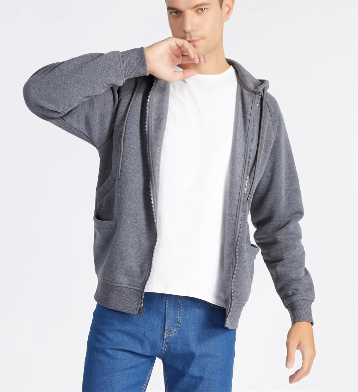 JACKETOWN Hoodie for Men Full Zip Up Sweatshirts Hoodies Lightweight Fashion Jacket with Pockets