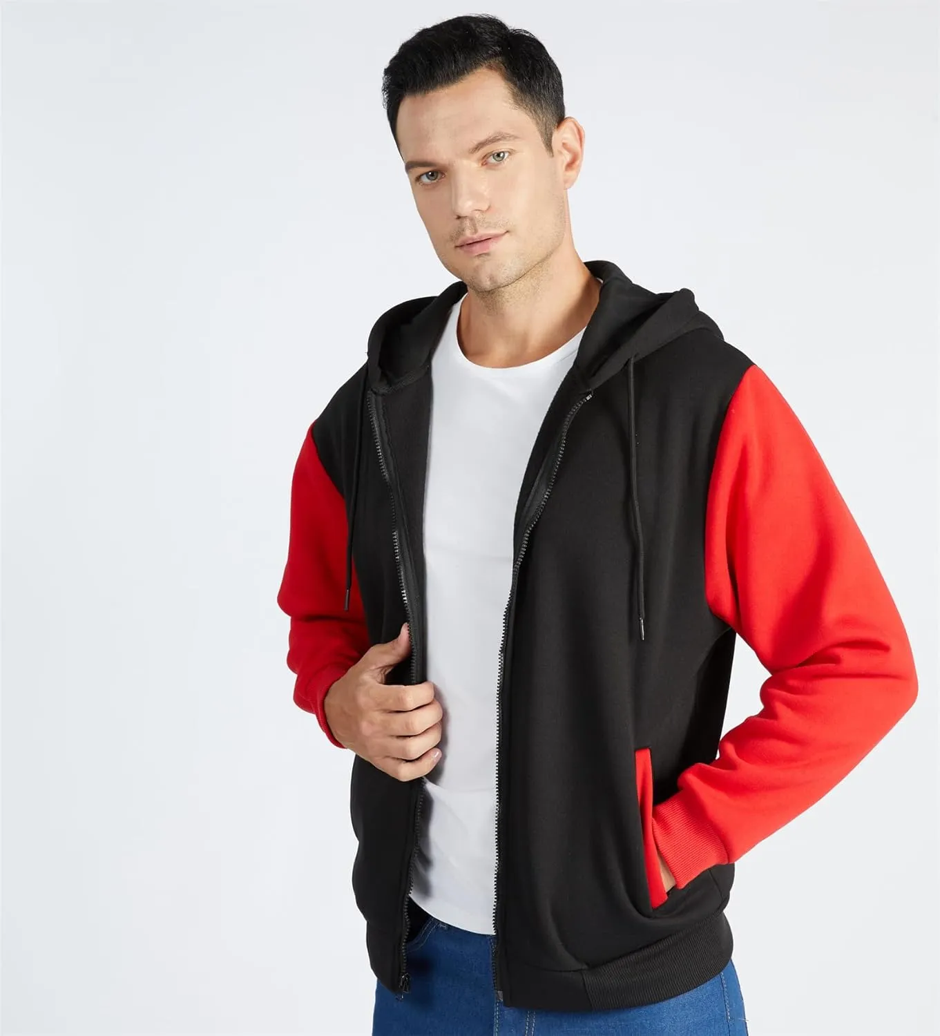 JACKETOWN Hoodie for Men Full Zip Up Sweatshirts Hoodies Lightweight Fashion Jacket with Pockets