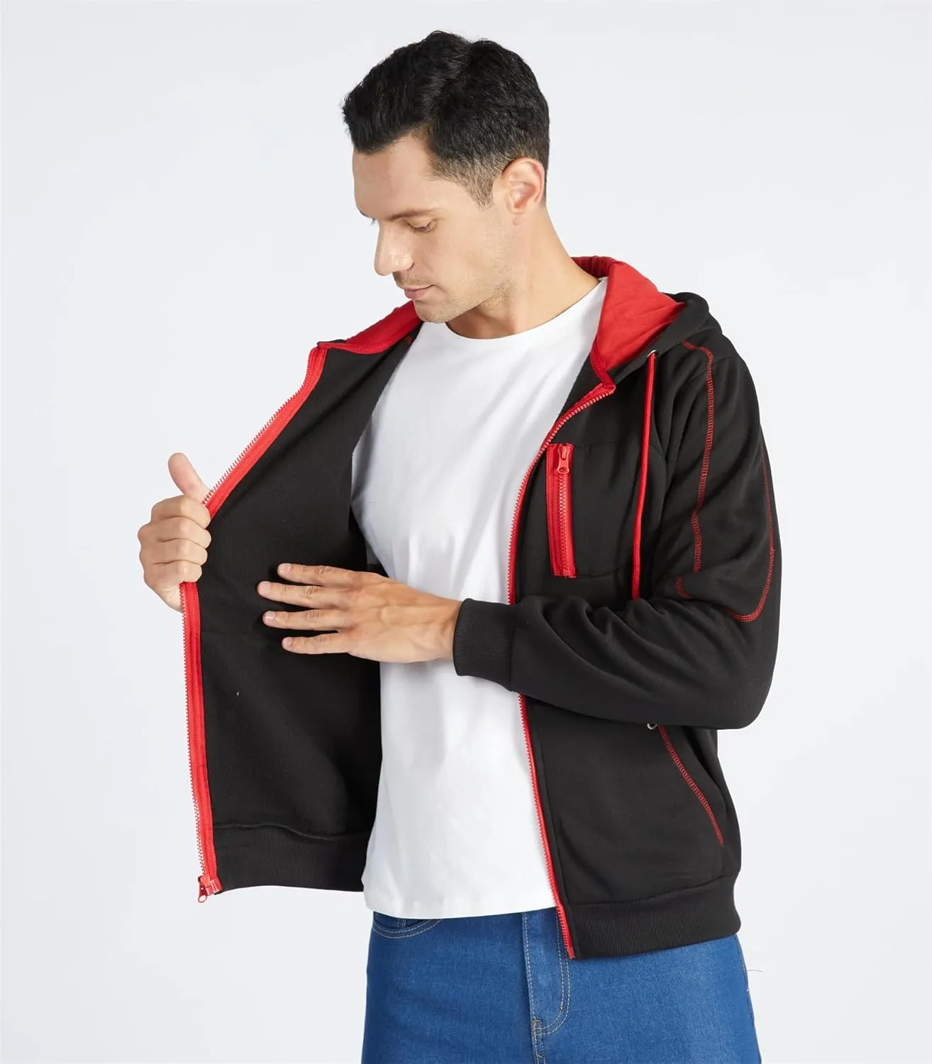 JACKETOWN Hoodie for Men Full Zip Up Sweatshirts Hoodies Lightweight Fashion Jacket with Pockets