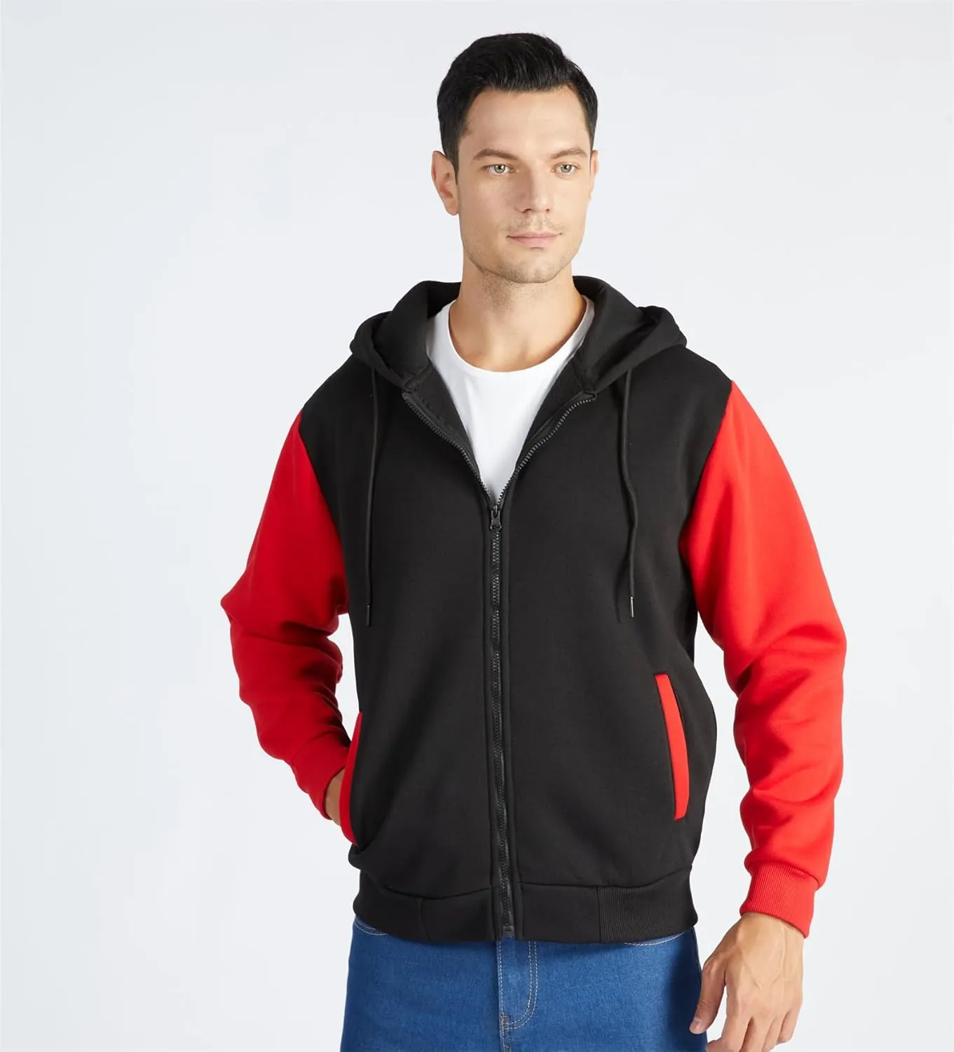 JACKETOWN Hoodie for Men Full Zip Up Sweatshirts Hoodies Lightweight Fashion Jacket with Pockets