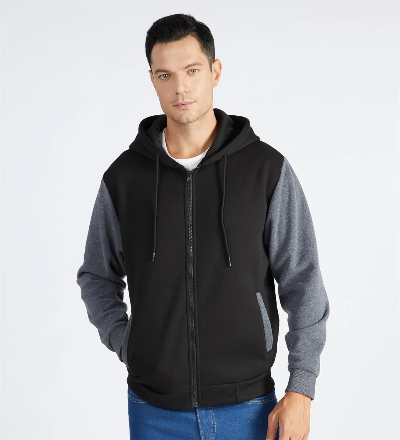 JACKETOWN Hoodie for Men Full Zip Up Sweatshirts Hoodies Lightweight Fashion Jacket with Pockets