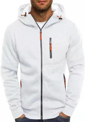 Jackets for Men,Pullover Hoodies for Men Solid Zipper Long Sleeve Hooded Sweatshirts Casual Workout Sport Sweaters Tops