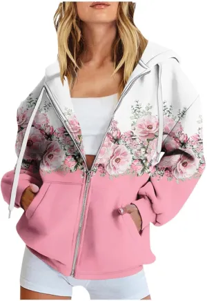 Jackets For Women Hooded Sweatshirt Long Sleeve Drawstring Sweatshirt Loose Sweatshirt With Pockets Hoodie For Women