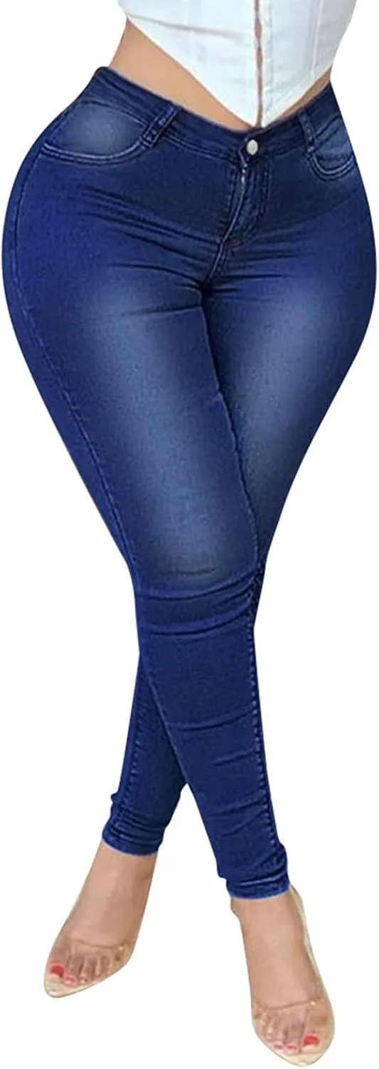 Jeans for Women High Waisted Stretch Pull-On Jean Leggings with Pockets Fit Ankle Length Boyfriend Jeans