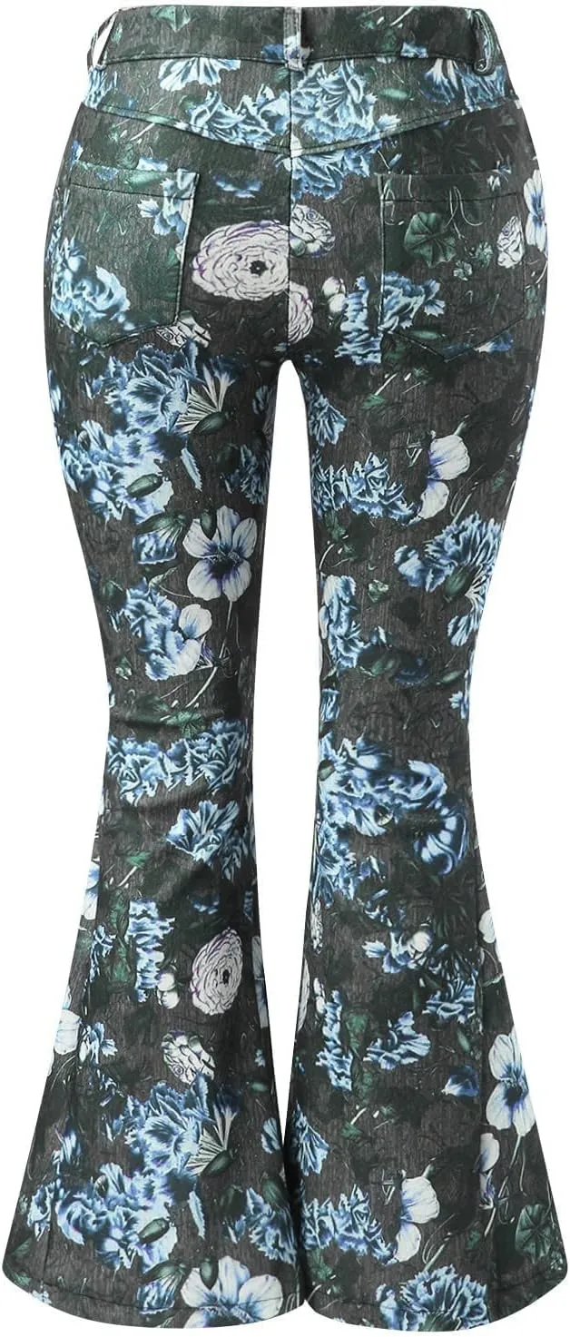 Jeans for Women Trendy Gradient Bell Bottom Jeans Casual High Waisted Lace Flared Jean Skinny Denim Pants