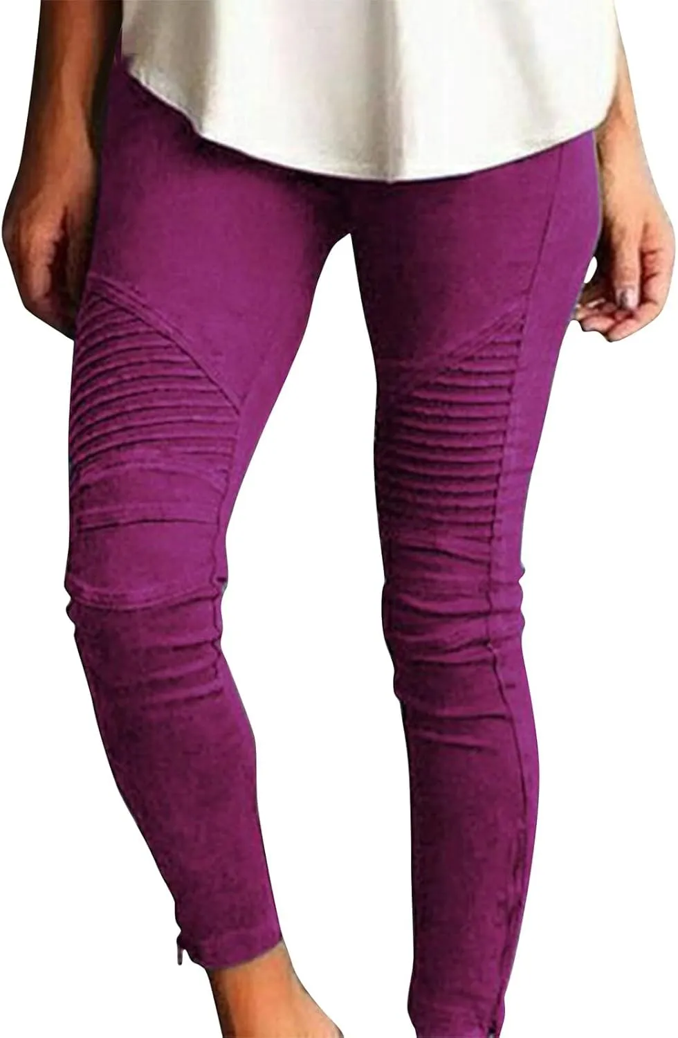 Jeggings for Women High Waist Tummy Control Pull On Jeans,Stretch Skinny Stripe Zipper Jeans Leggings with Pockets