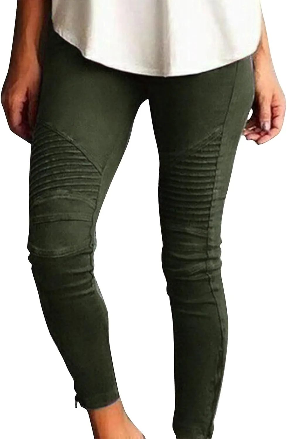 Jeggings for Women High Waist Tummy Control Pull On Jeans,Stretch Skinny Stripe Zipper Jeans Leggings with Pockets