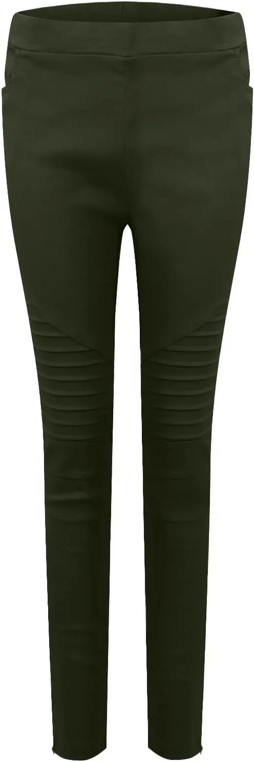 Jeggings for Women High Waist Tummy Control Pull On Jeans,Stretch Skinny Stripe Zipper Jeans Leggings with Pockets