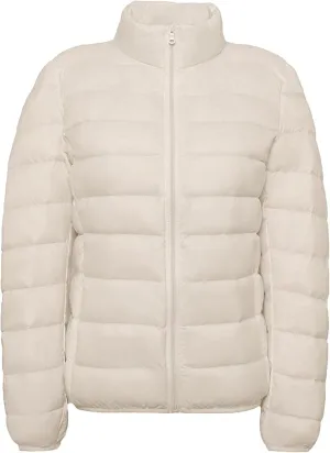 JEsilunmaMY Women's Stand Collar Duck Down Jacket Lightweight Long Sleeve Insulated Puffer Jacket Warm Winter Quilted Coat