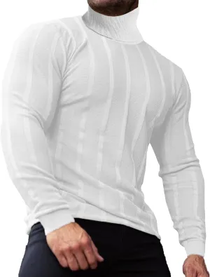 JoZorro Men Turtleneck Long Sleeve Sweater High Neck Top Slim Fit Lightweight Knit Roll Neck Pullover Sweaters for Men