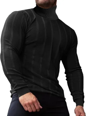 JoZorro Men Turtleneck Long Sleeve Sweater High Neck Top Slim Fit Lightweight Knit Roll Neck Pullover Sweaters for Men
