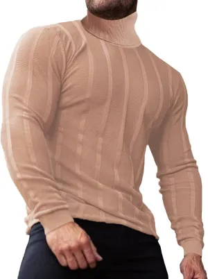 JoZorro Men Turtleneck Long Sleeve Sweater High Neck Top Slim Fit Lightweight Knit Roll Neck Pullover Sweaters for Men