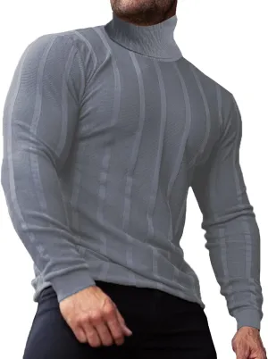 JoZorro Men Turtleneck Long Sleeve Sweater High Neck Top Slim Fit Lightweight Knit Roll Neck Pullover Sweaters for Men