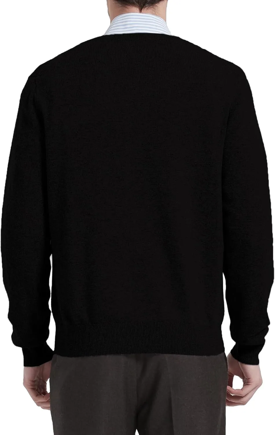 Kallspin Men's Wool Blend V-Neck Sweater Relax Fit Knit Pullover for Fall Winter