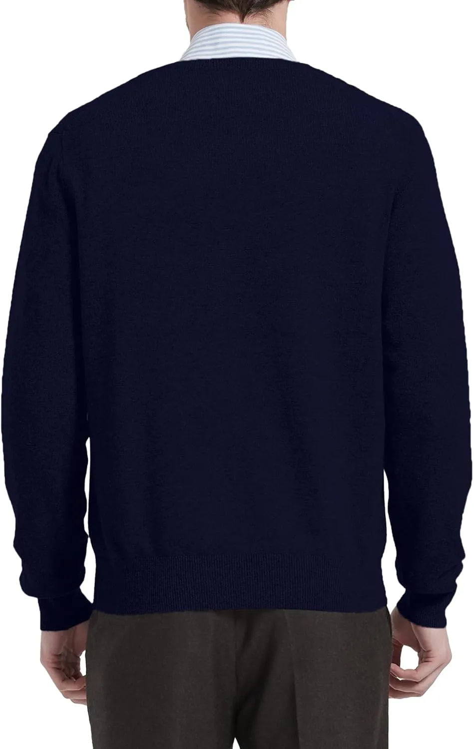 Kallspin Men's Wool Blend V-Neck Sweater Relax Fit Knit Pullover for Fall Winter
