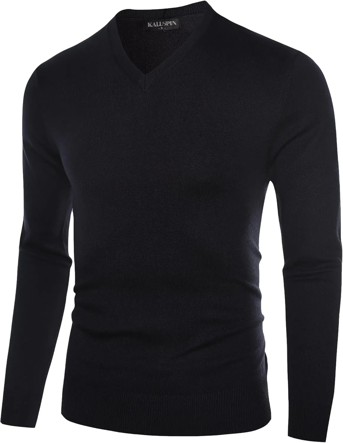 Kallspin Men's Wool Blend V-Neck Sweater Relax Fit Knit Pullover for Fall Winter