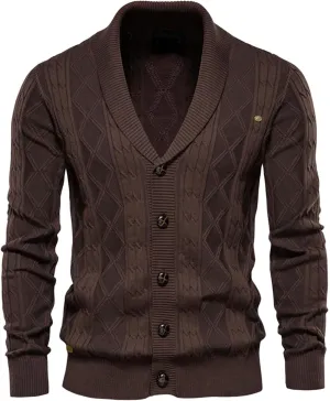 Large Solid Cardigan Sweater for Men's Warm Knit Button Down Cardigan Top V Neck Open Front Casual Sweater Coats