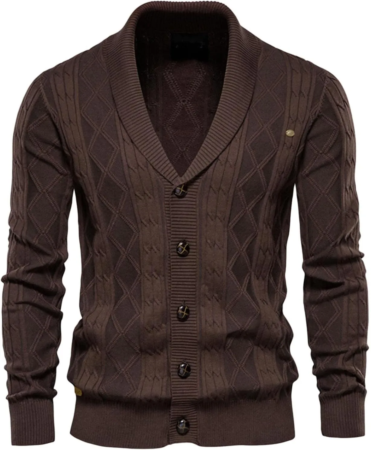Large Solid Cardigan Sweater for Men's Warm Knit Button Down Cardigan Top V Neck Open Front Casual Sweater Coats