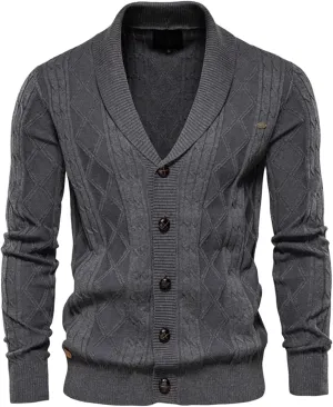 Large Solid Cardigan Sweater for Men's Warm Knit Button Down Cardigan Top V Neck Open Front Casual Sweater Coats