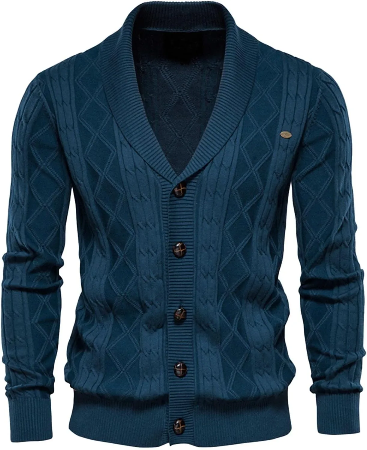 Large Solid Cardigan Sweater for Men's Warm Knit Button Down Cardigan Top V Neck Open Front Casual Sweater Coats