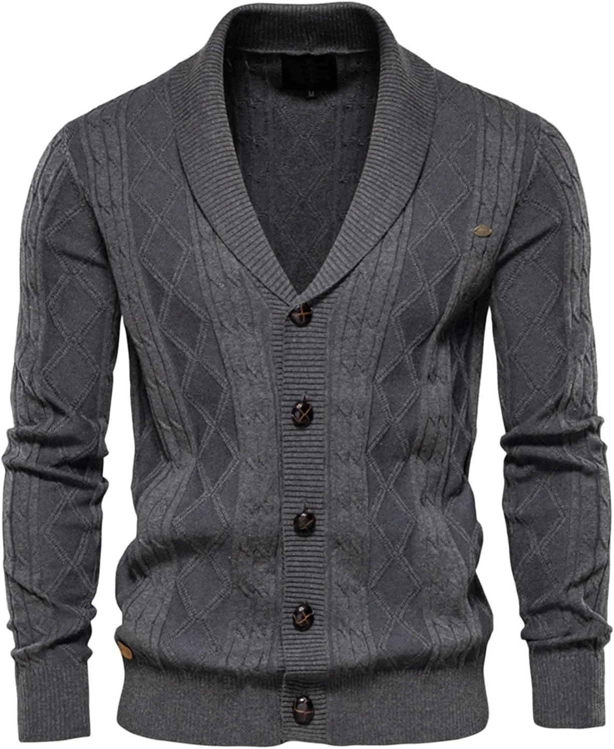 Large Solid Cardigan Sweater for Men's Warm Knit Button Down Cardigan Top V Neck Open Front Casual Sweater Coats