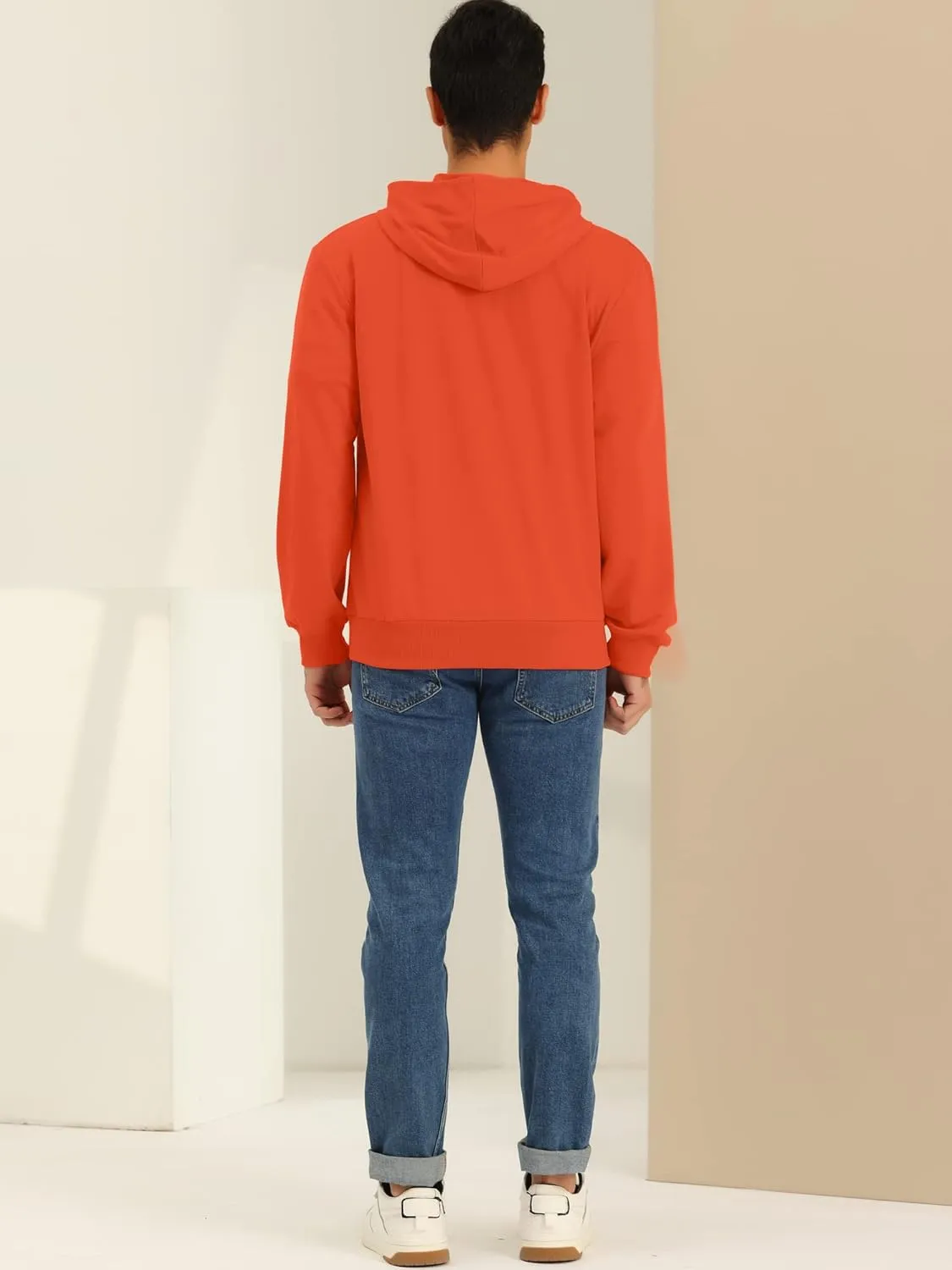 Lars Amadeus Men's Hoodies Zip Up Long Sleeves Solid Color Knit Jackets with Hood
