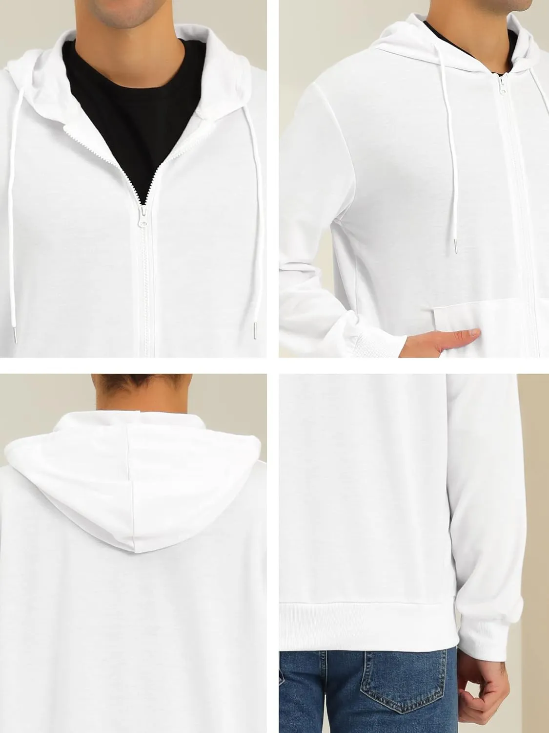 Lars Amadeus Men's Hoodies Zip Up Long Sleeves Solid Color Knit Jackets with Hood