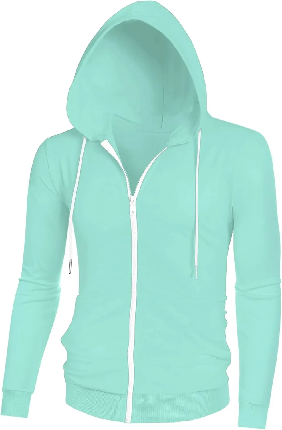 Lars Amadeus Men's Hoodies Zip Up Long Sleeves Solid Color Knit Jackets with Hood
