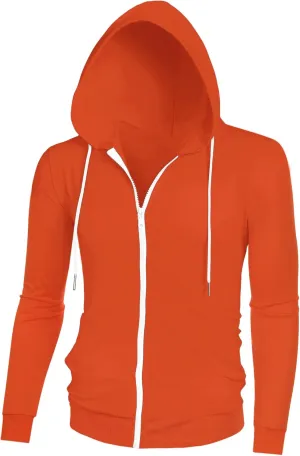 Lars Amadeus Men's Hoodies Zip Up Long Sleeves Solid Color Knit Jackets with Hood